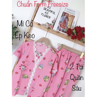 ( Freesize Lụa Hàn ) Đồ Bộ Pijama Lụa Ren Lưới TNQD.