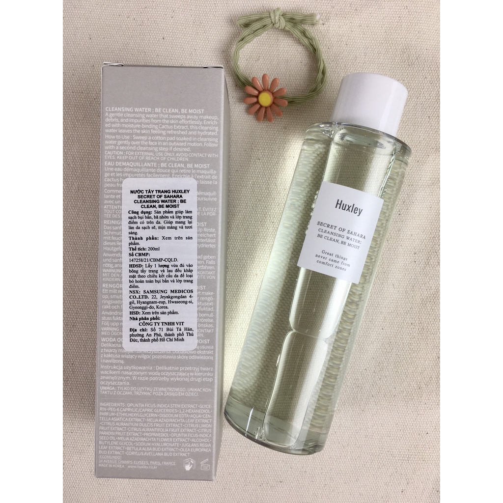 Nước tẩy trang dịu nhẹ dành cho da nhạy cảm Huxley Cleansing Water 200ml