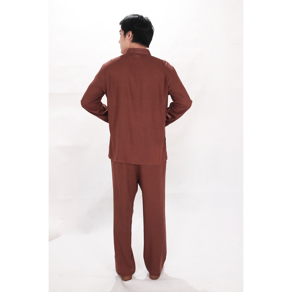 Bộ cư sĩ phục tay dài nút tàu 2 túi