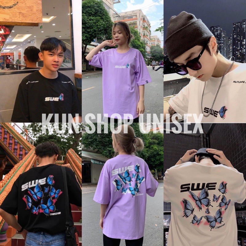 Áo thun unisex swe bướm butterfly tee nam nữ Full tag