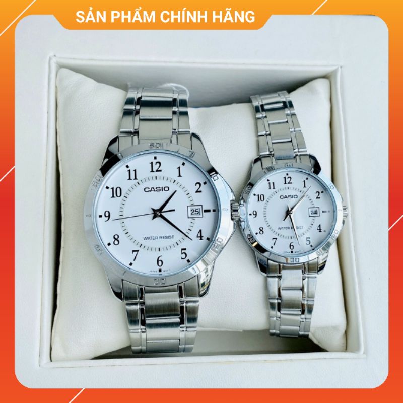 Đồng hồ đôi nam nữ dây thép chính hãng Casio MTP-V004D-7B