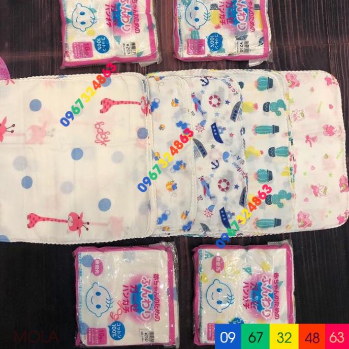 Khăn sữa XUẤT NHẬT IN HÌNH 10 cái dễ thương cho bé yêu