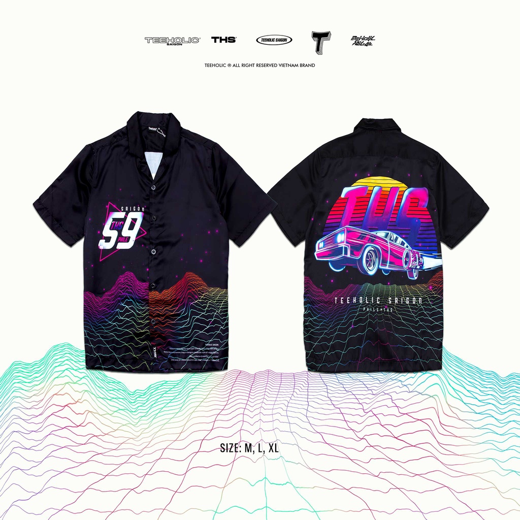 Áo Sơ Mi Unisex Form Rộng Satin TeeHolic In Hình Racing Màu Đen