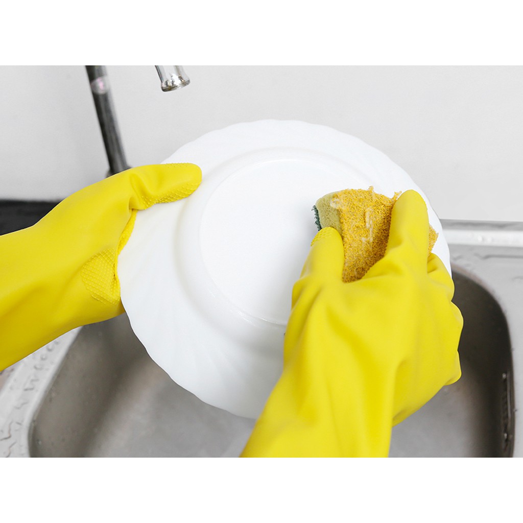 Găng tay cao su DÀY rửa chén xuất Hàn Quốc | Bao tay rửa chén nhà bếp toilet