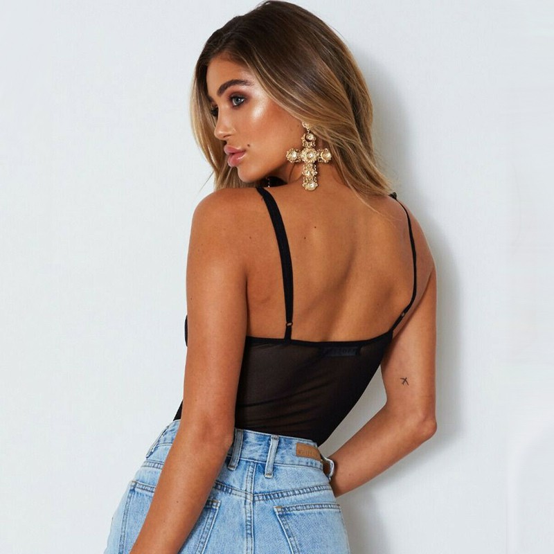 FREESHIP ĐƠN 99K_ LLV-Women Sleeveless Lace Stretch V-Neck Leotard Bodycon Bodysuit  Blouse | BigBuy360 - bigbuy360.vn