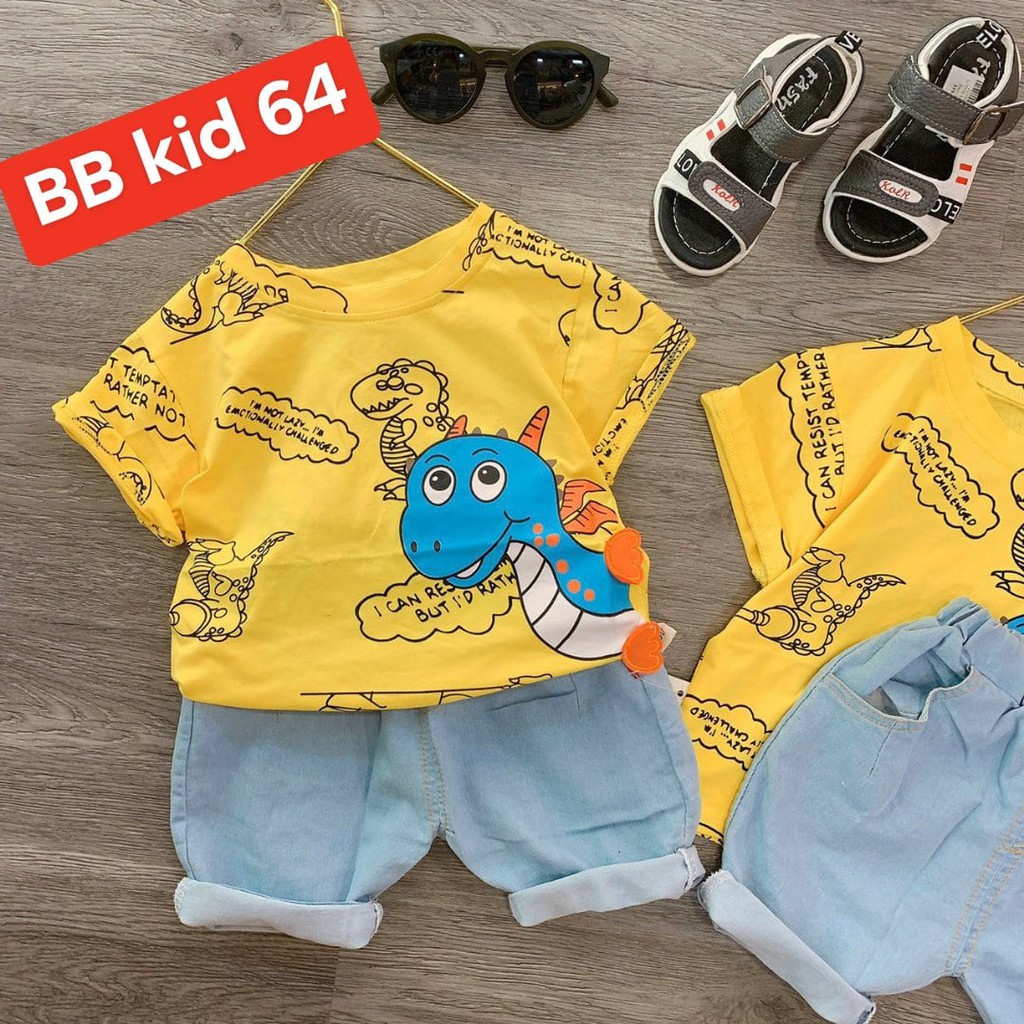 Set Bộ Bé Trai Áo Vải Cotton Quần Jean (sz 8-20kg)BB 63