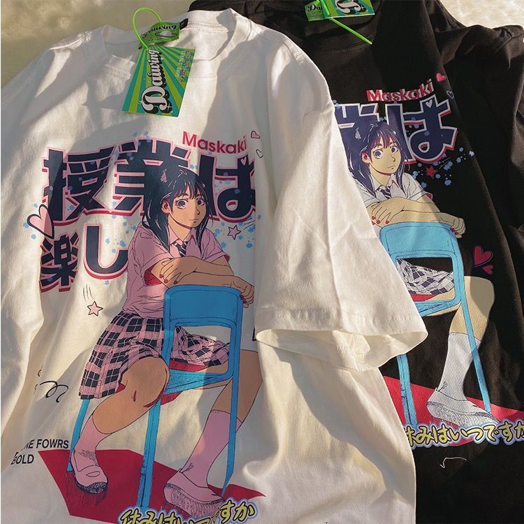 Áo Thun Ngắn Tay Họa Tiết Anime Nhật Bản Thời Trang Cho Nữ