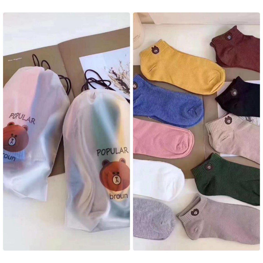Tất gấu nữ 🔥SIÊU RẺ 🔥, Vải dệt thoáng khí, co dãn 4 chiều, mua combo 10 đôi tặng túi đựng