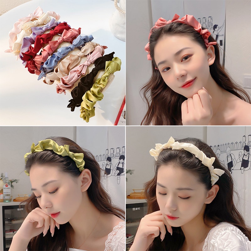 Cài tóc vải lụa satin màu sắc nổi bật mang không dễ bị trượt khi rửa mặt