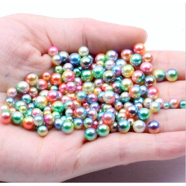 Chuỗi hạt ngọc trai giả 4 6 8 10mm nhiều màu không lỗ dùng làm trang sức thủ công