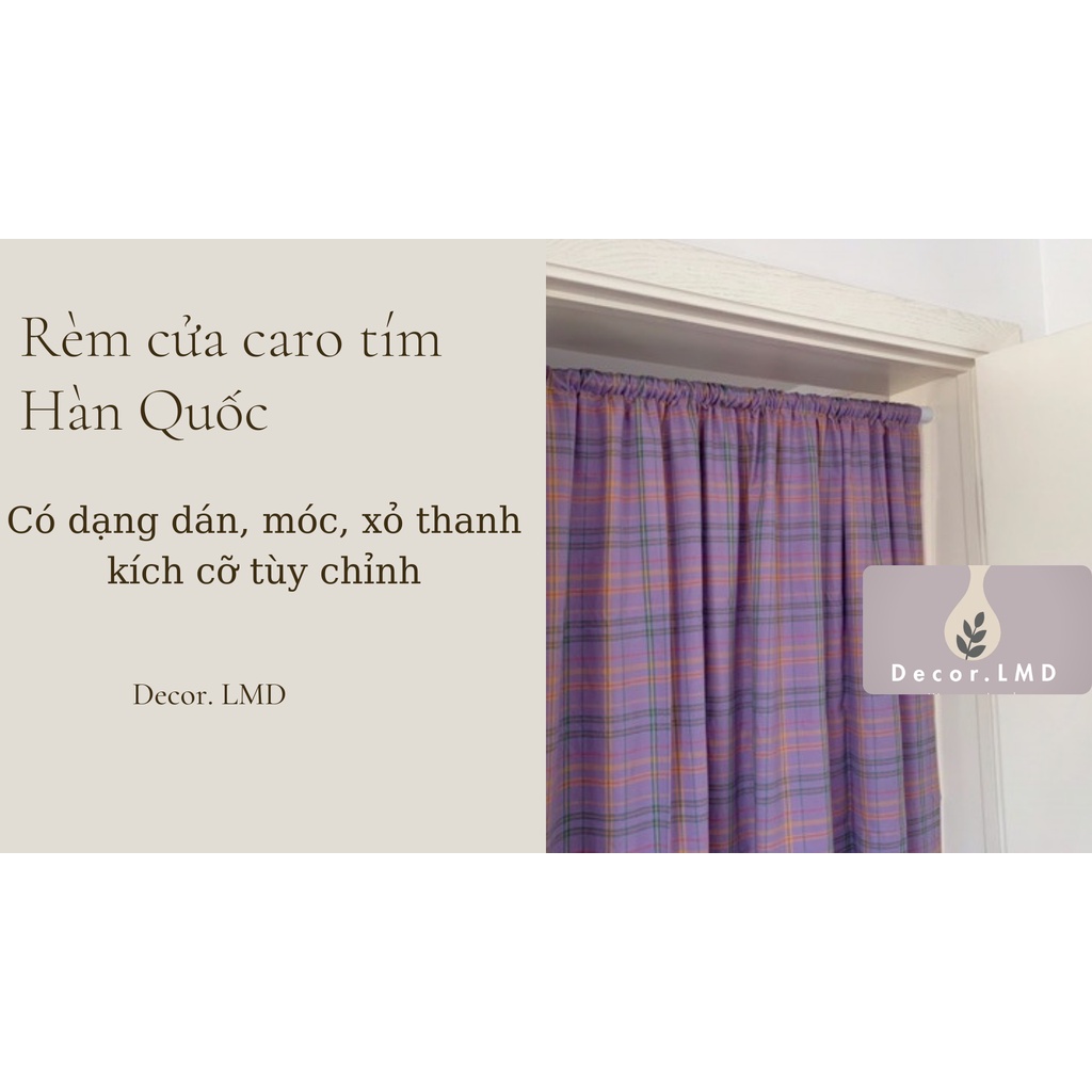 Rèm cửa kẻ sọc tím phong cách hàn quốc , chống nắng cao cấp, màn vải treo tường trang trí decor phòng ngủ