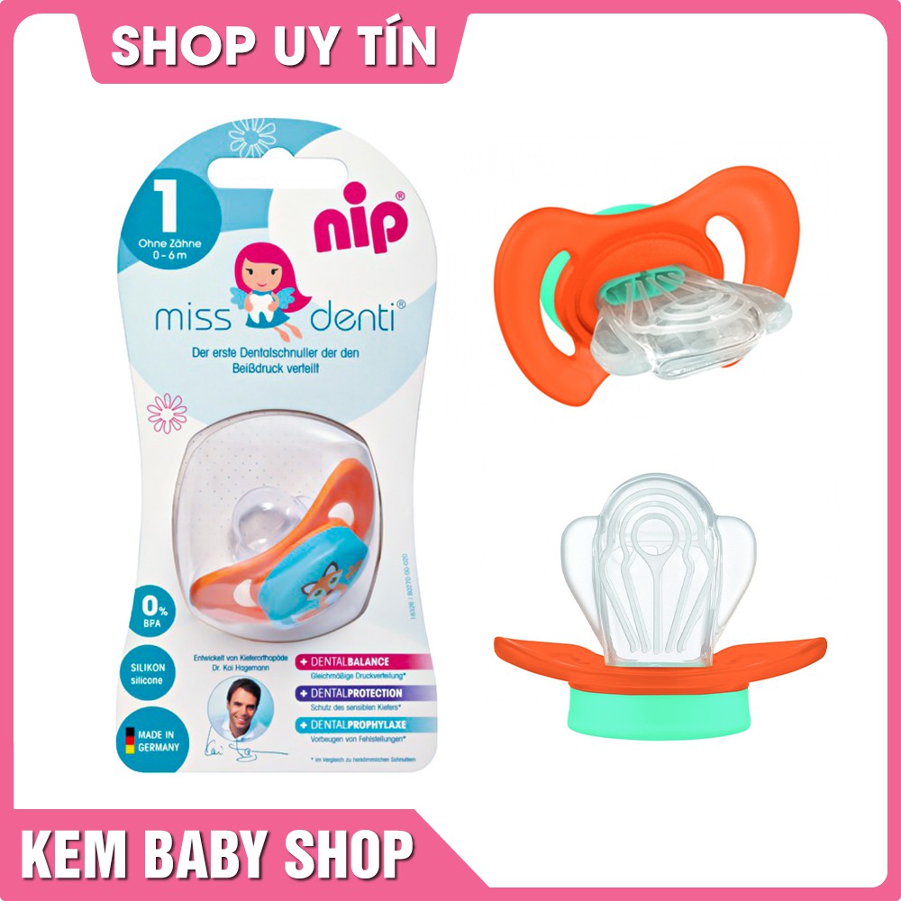 [Chính Hãng] Ty ngậm chỉnh nha silicon NIP Miss Denti - Ty giả chỉnh nha silicon cho bé