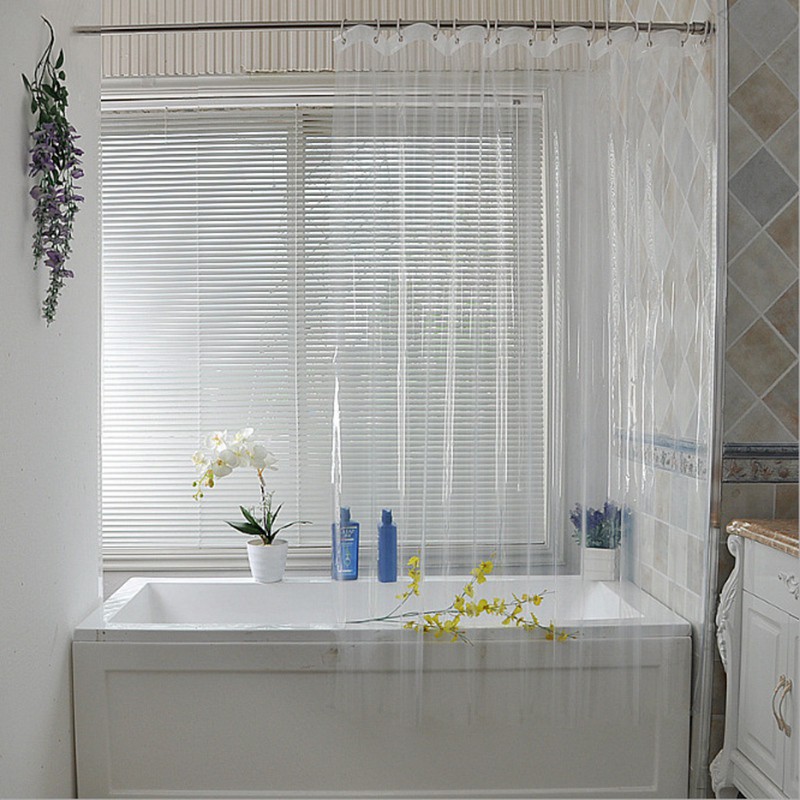 Anti-Mold Environmental Friendly Anti-Bacterial,EVA Waterproof Bath Curtain Transparent Pebbles SPARIN Clear Shower Curtain 180 X 180CM, Washable Bath Curtain for Bathroom. 