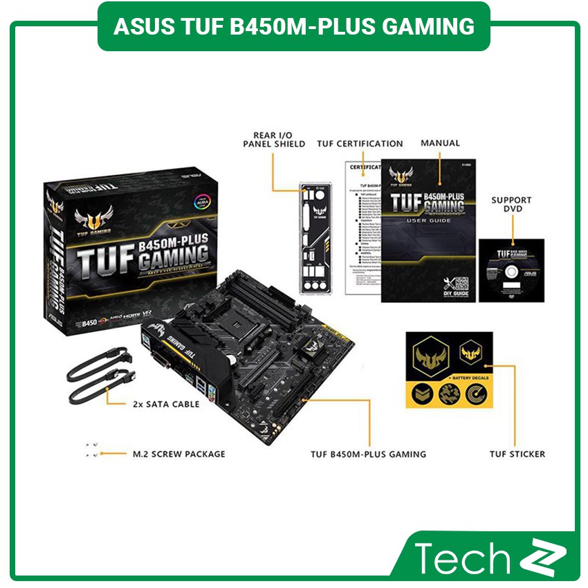 Mainboard ASUS TUF B450M-PLUS GAMING (AMD B450, Socket AM4, m-ATX, 4 khe RAM DDR4)