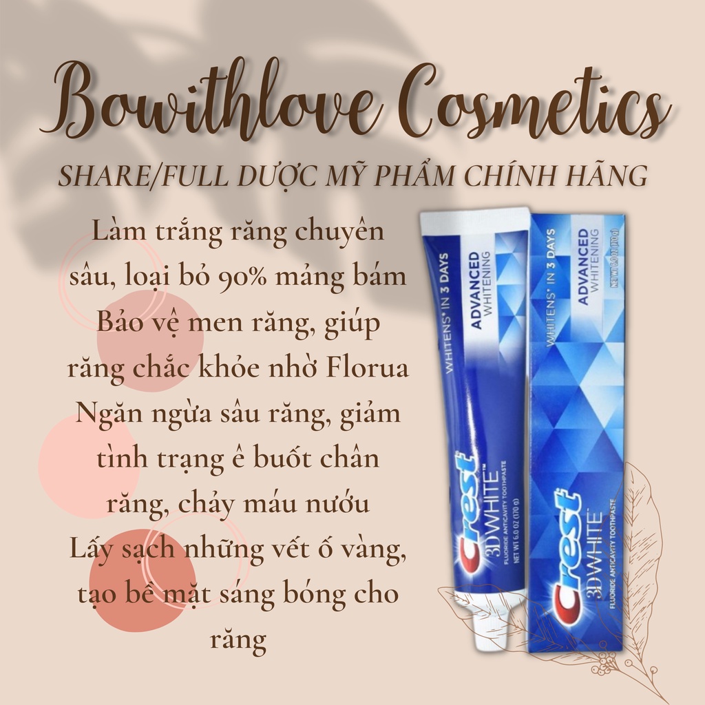 Kem Đánh Răng Làm Trắng Răng Chuyên Sâu Crest 3D White Advanced 158G