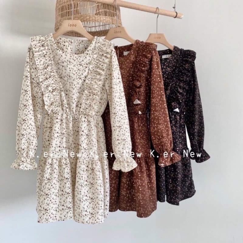 Đầm - Váy hoa nhí lụa Hàn Lolita Ulzzang (hình thật/ sẵn)