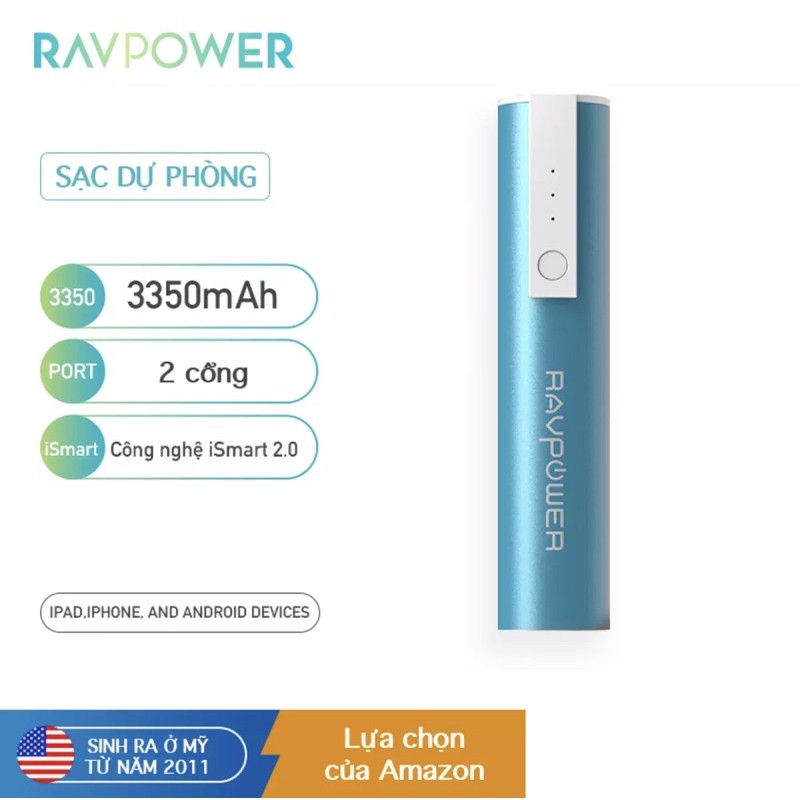 Pin Sạc Dự Phòng Ravpower Nhỏ Gọn 3350mAh RP-BP33 ( giao màu ngẫu nhiên)