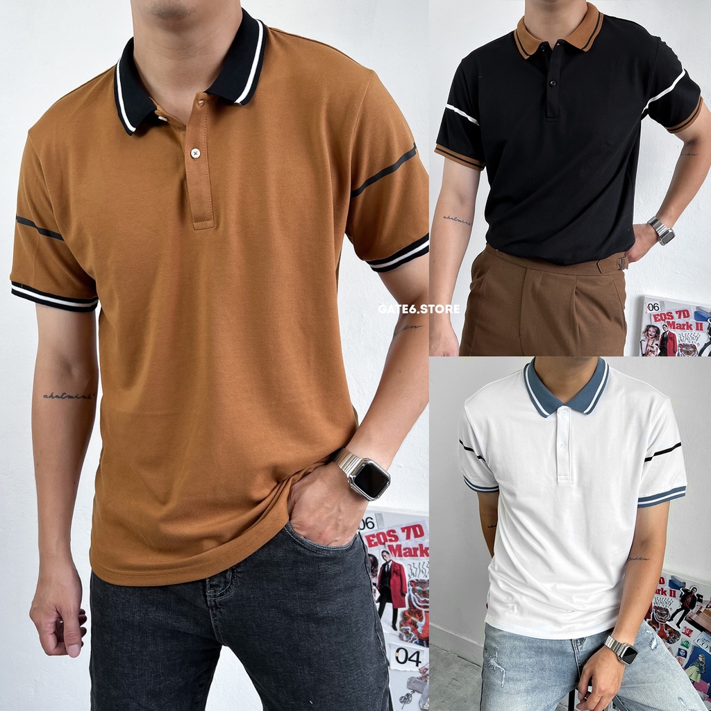 Áo Polo Nam ZR, thun cổ bẻ vải cotton phối viền tay mảnh kiểu Hàn - GATE6 - #4771