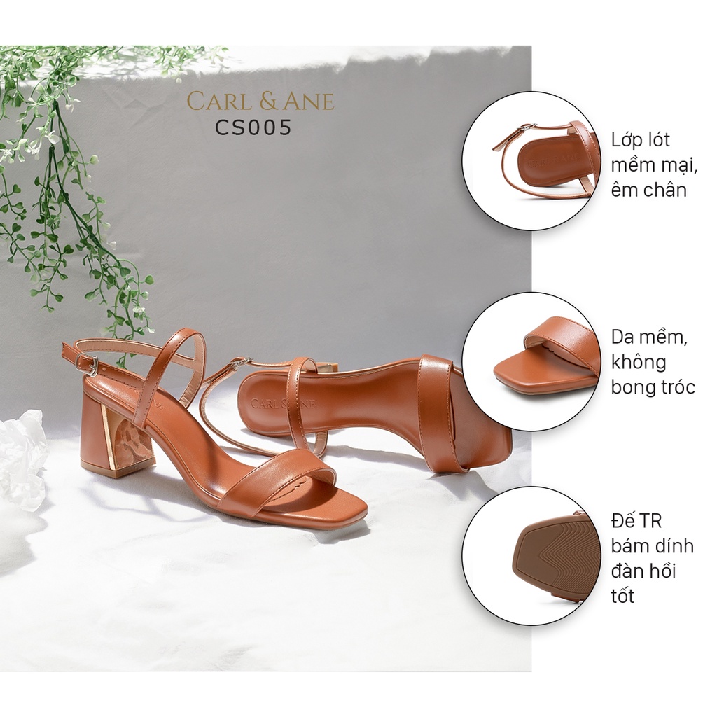 Carl &amp; Ane - Giày sandal nữ mũi vuông ngang cao 7cm màu trắng _ CS005