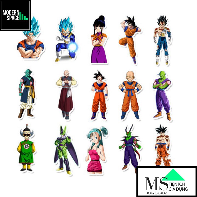 Sticker PVC Songoku Dragonball ST-053 - Cả bộ 50 Hình dán Chống nước Decal Hình dán Xe Mũ bảo hiểm