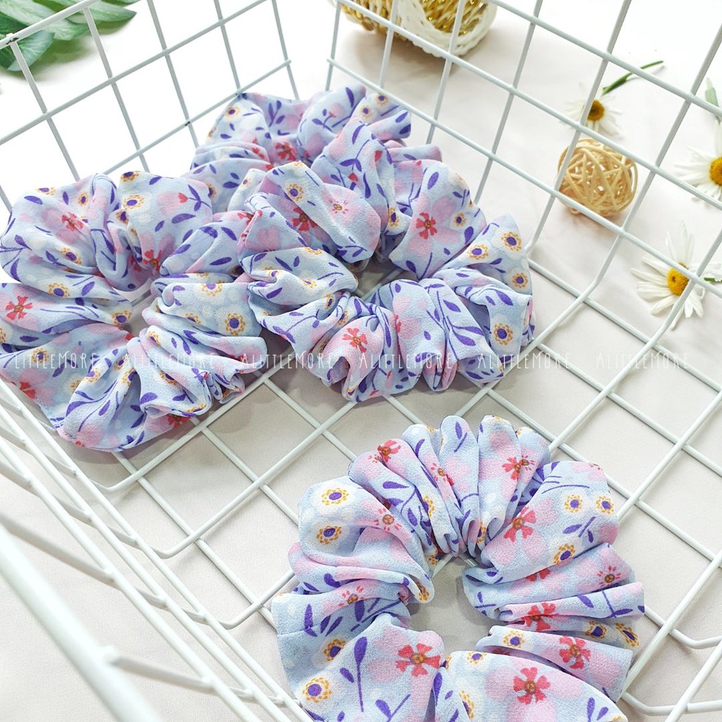Dây Buộc Tóc Scrunchies AlittleMORE Hoa Nhí Xinh Xắn Nữ Tính Đủ Size Cột Tóc Đẹp Dễ Thương