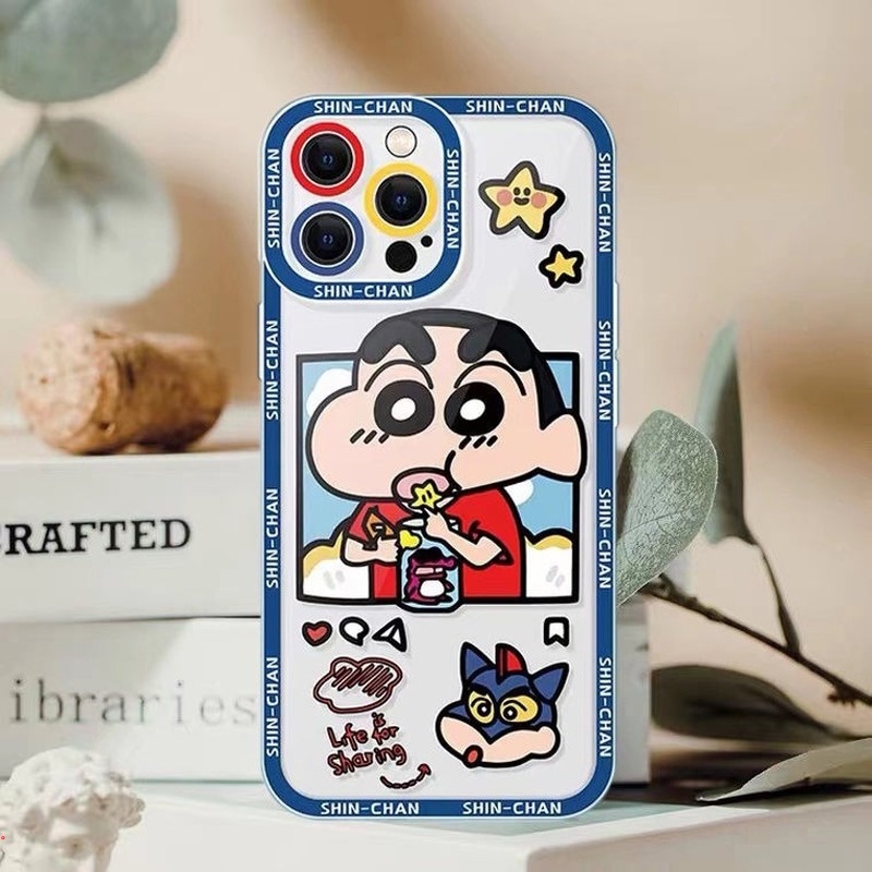 Ốp Điện Thoại Silicon Mềm Trong Suốt Chống Sốc In Hình Shin chan Cho Iphone 11 12 13 Pro MAX X XS MAX XR 6 7 8 Plus