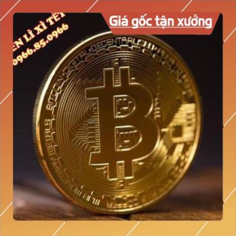 Đồng Xu Bitcoin Mạ Vàng 24k có hộp đựng