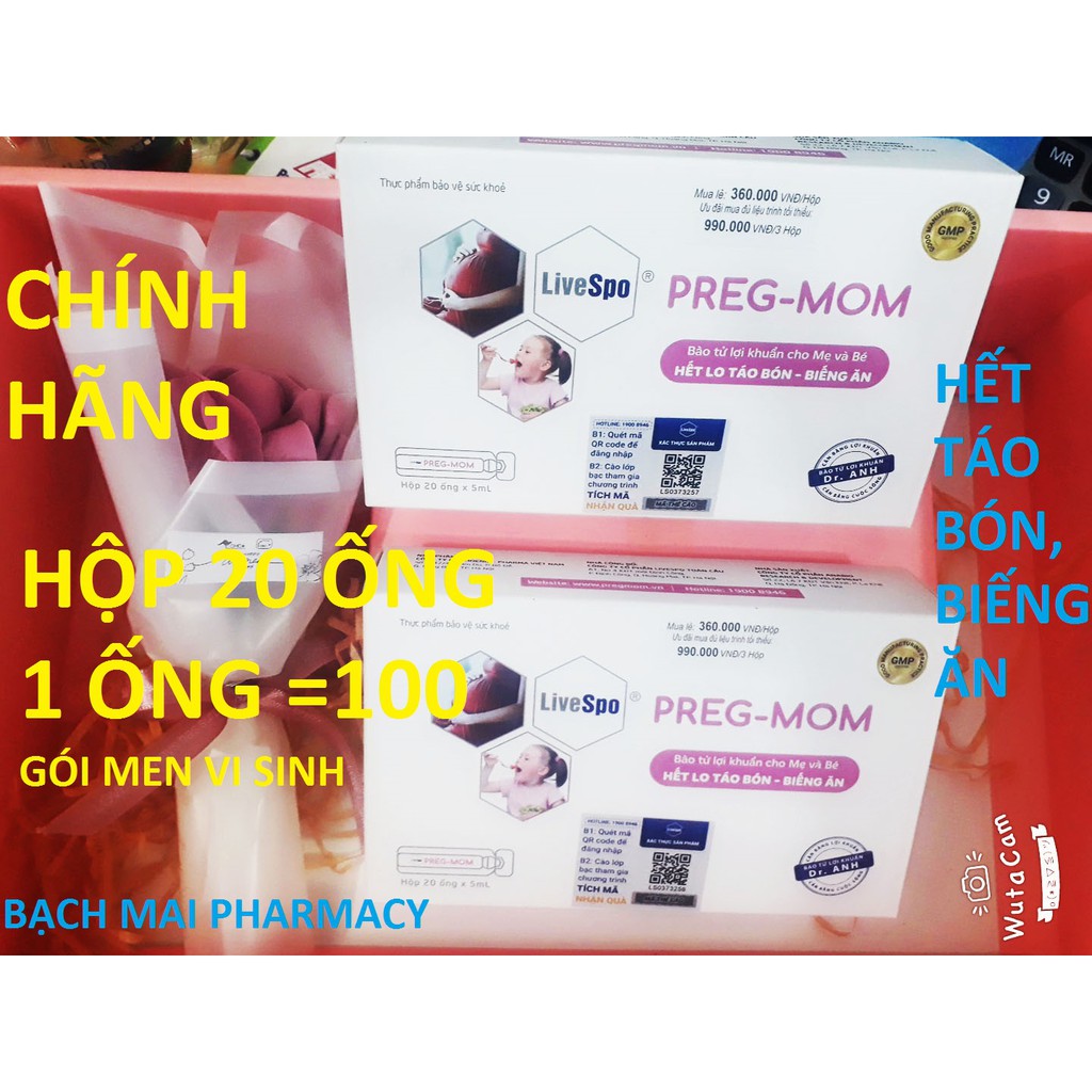 Bào tử lợi khuẩn PREGMOM, hỗ trợ giảm táo bón, tiêu chảy, rối loạn tiêu hóa, giúp ăn ngon, tăng cường sức đề kháng