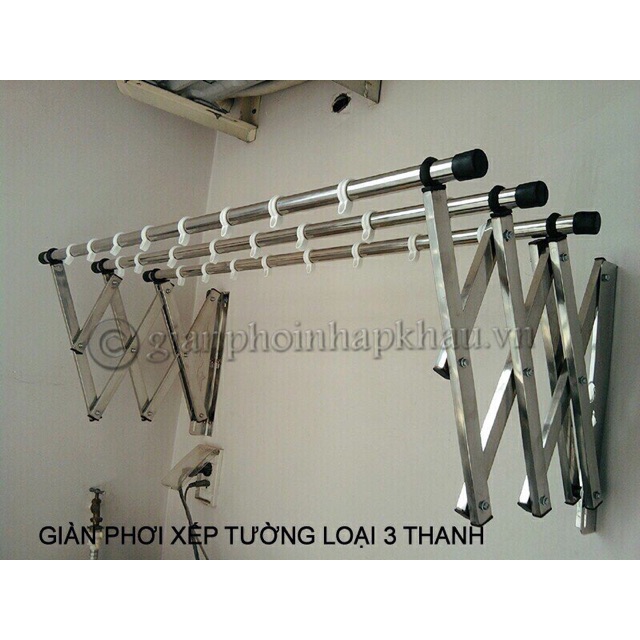 Giàn phơi thông minh xếp gắn tường - inox 201