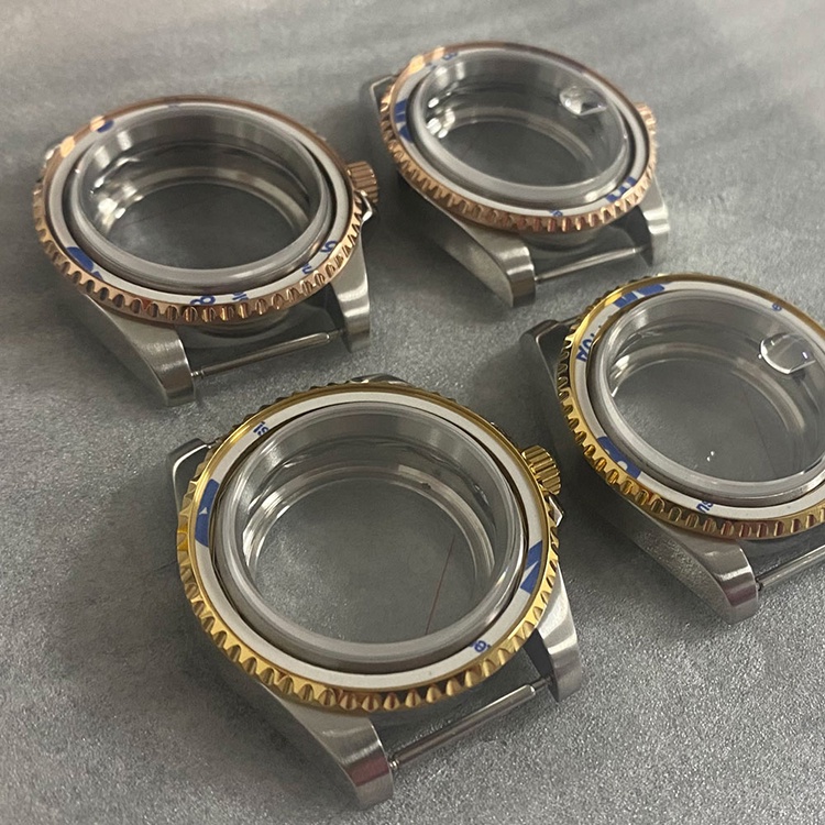 Vỏ 40MM SUB trong suốt Vỏ ngoài bằng vàng / vàng hồng Mặt kính Sapphire cho phong trào NH35