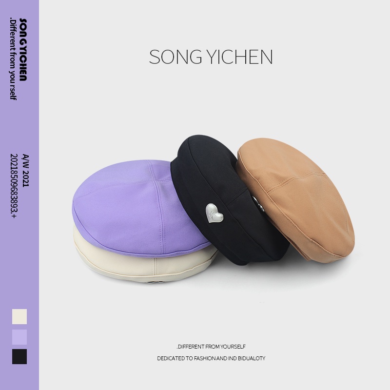 Mũ Beret Phối Khóa Kim Loại Phong Cách Hàn Quốc Cho Nam Nữ