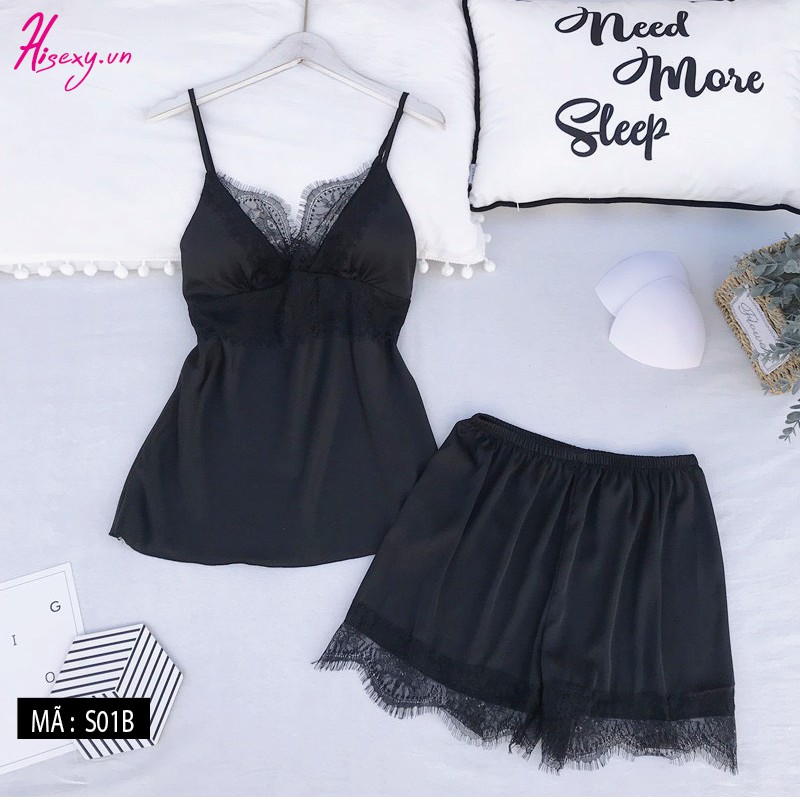 HISEXY Đồ Ngủ Quần Cộc Lụa Satin Ren 18cm MS04 | BigBuy360 - bigbuy360.vn