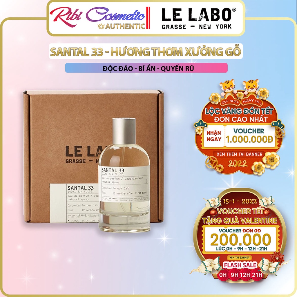 Nước hoa unisex nam nữ Santal 33 hương thơm xưởng gỗ - Lưu hương trên 12 giờ . Le Labo 33 , Ribi cosmetics .