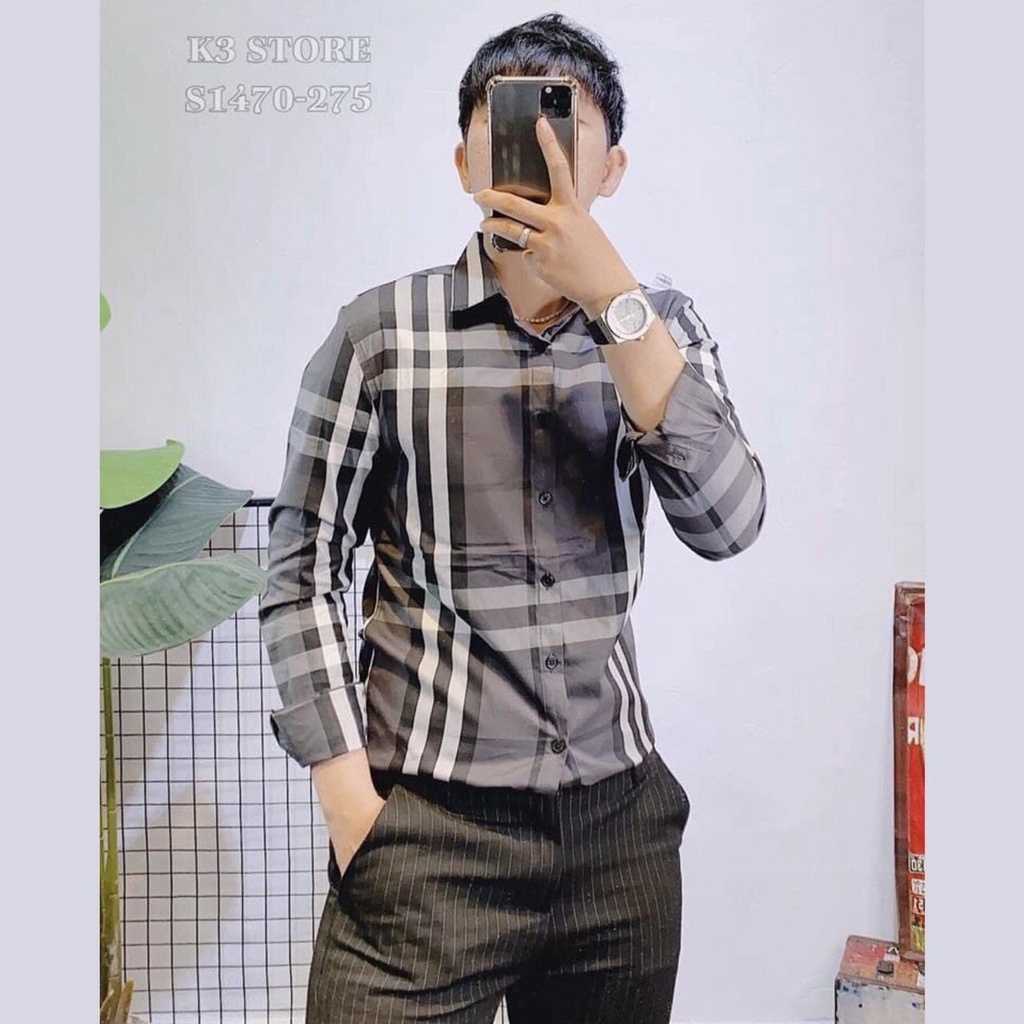 Áo Sơ Mi Nam, Áo sơ mi Dài Tay Hàn Quốc Chuẩn Shop Không Nhăn Cổ Bẻ Dáng Ôm Chống Phai Xù