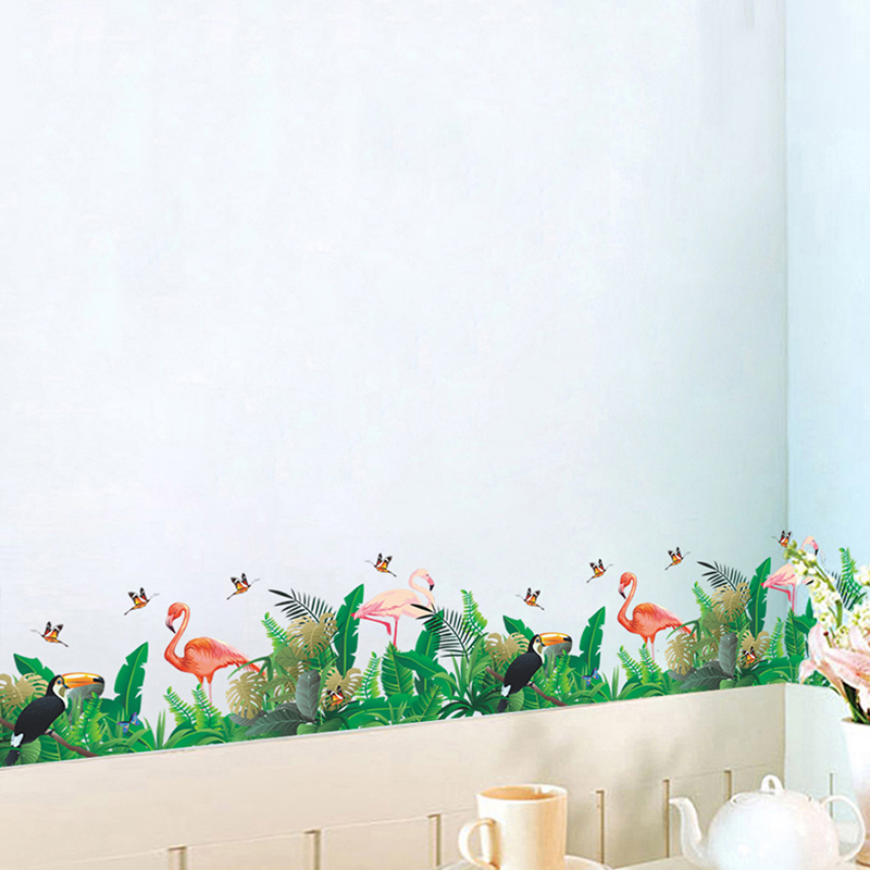 Miếng Dán Tường Hình Hồng Hạc Và Cỏ