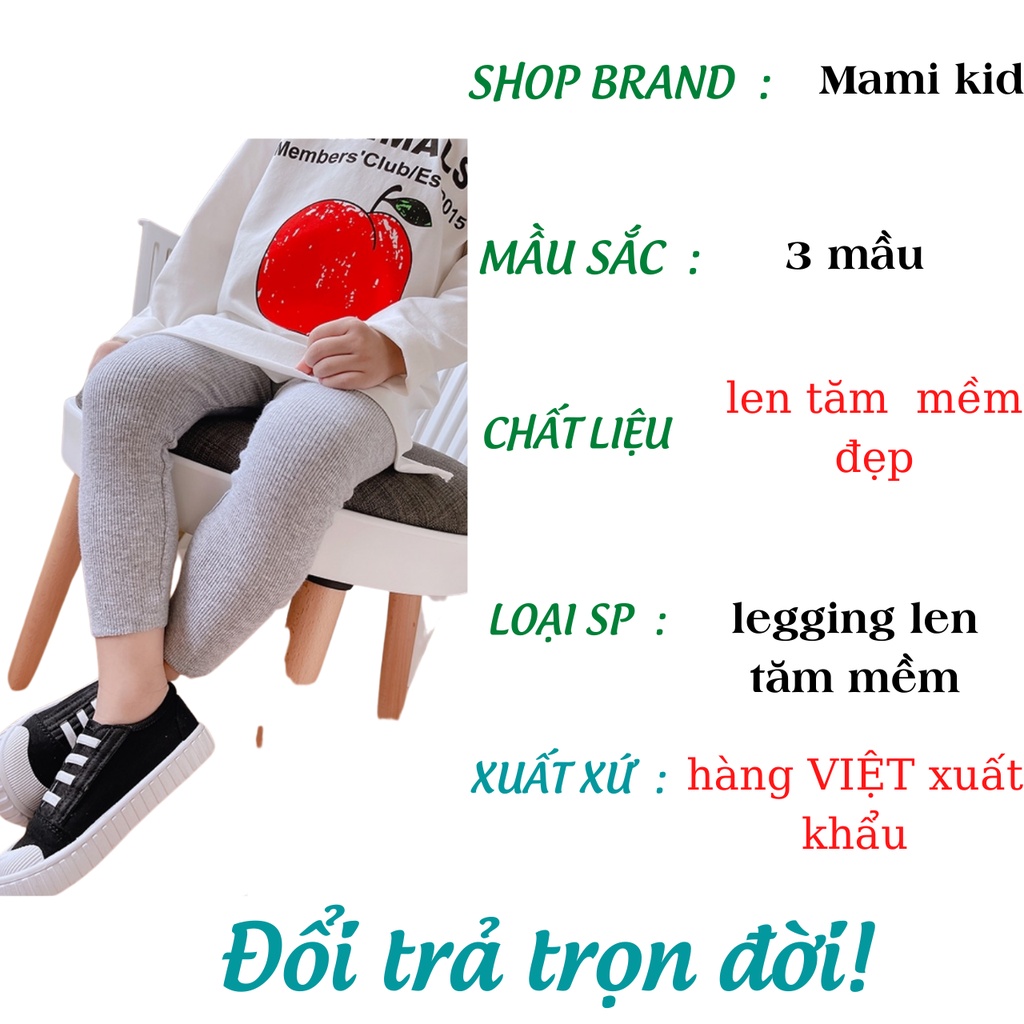 quần legging bé gái len tăm dày đẹp, siêu co giãn, 10-38kg