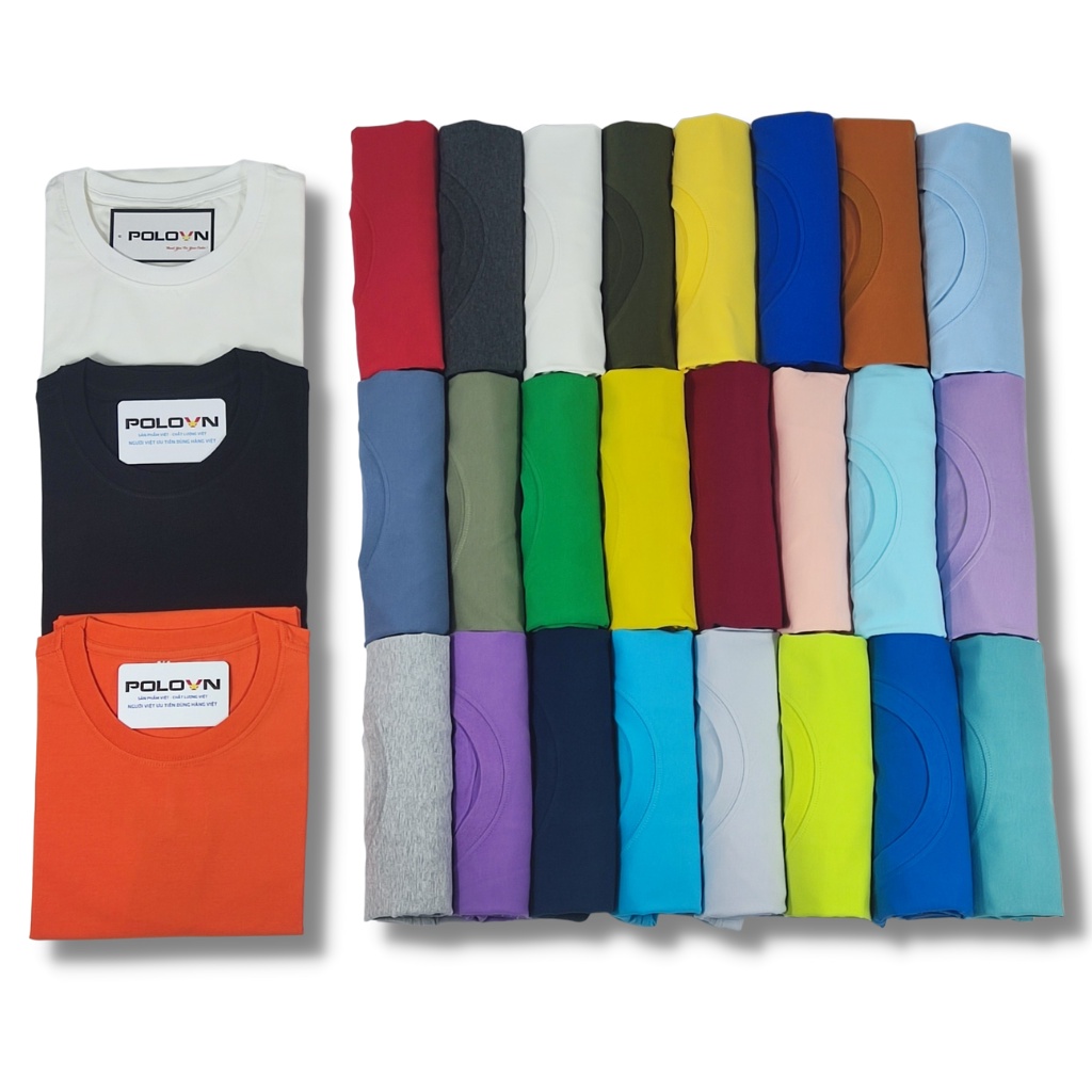 Áo thun nam cổ tròn Cotton Compact Premium POLOVIETNAM - 27 màu , vải mềm mịn dày dặn , form regular fit , không xù lông