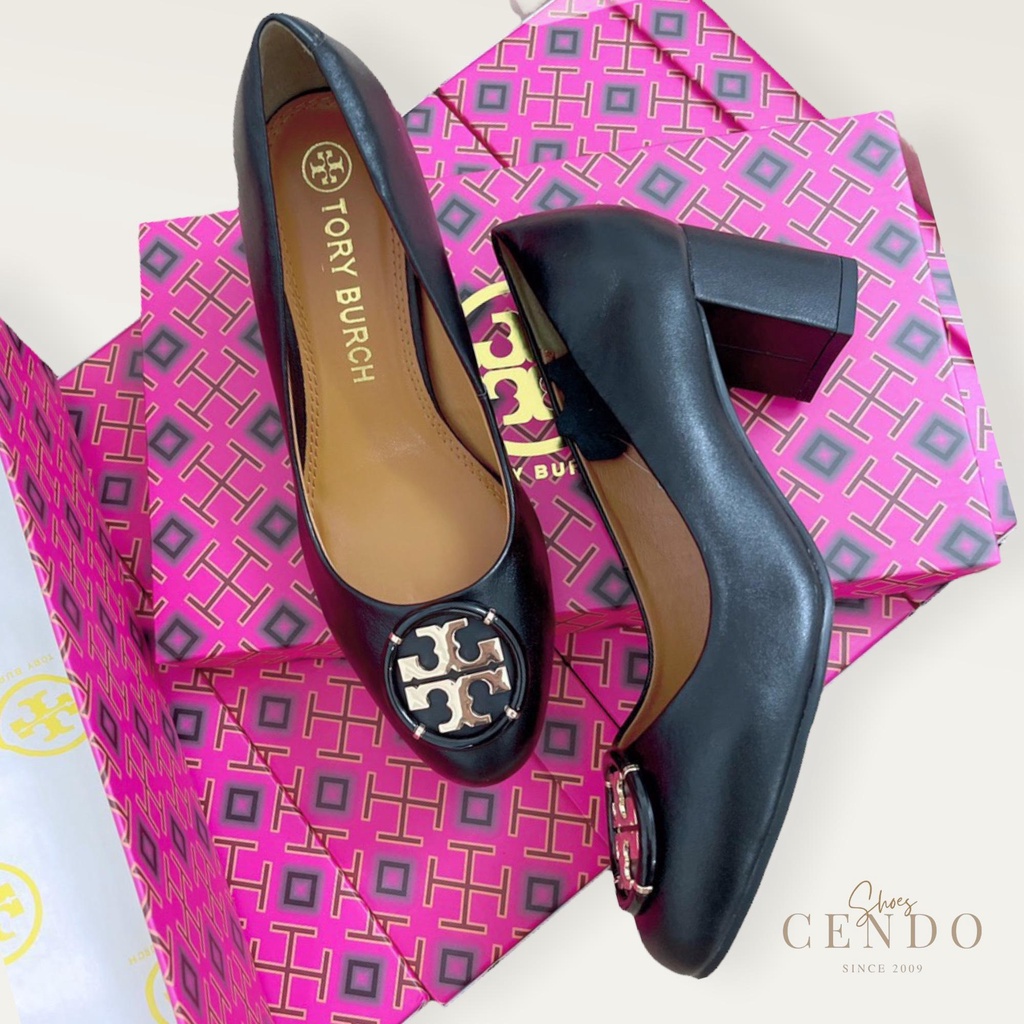 Giày TORY BURCH gót trụ logo mũi giày tròn 5cm