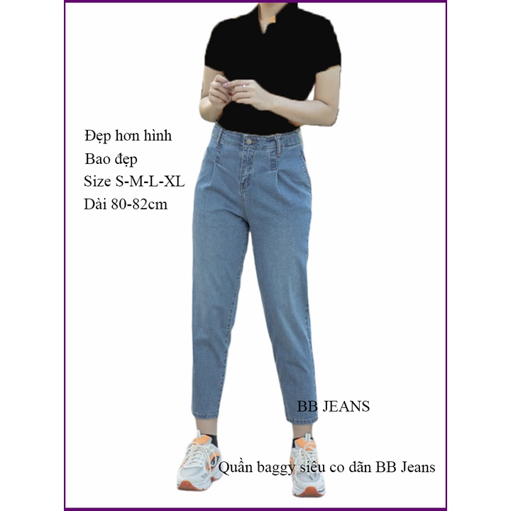 Quần jean nữ xanh siêu co dãn form chuẩn đẹp style bigsize baggy Panda Style