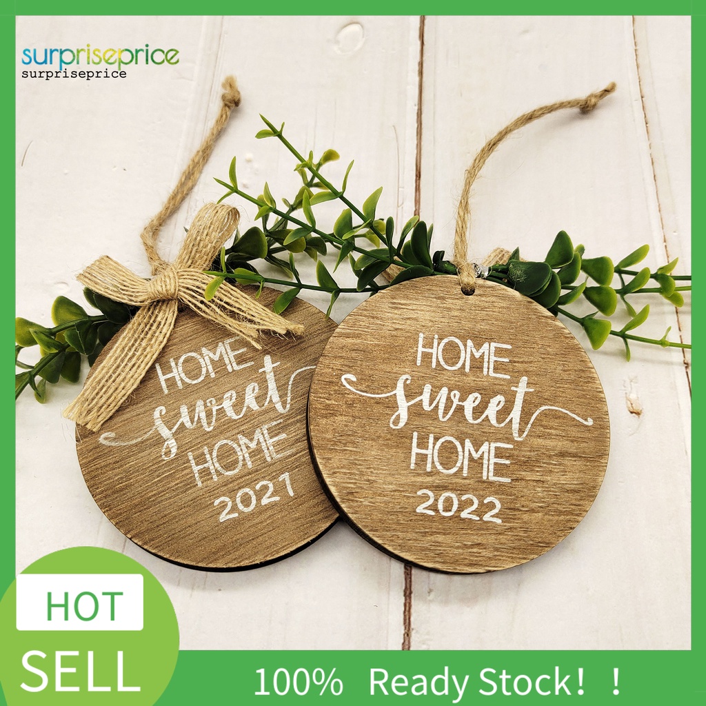 Bảng hiệu chào mừng bằng gỗ tròn với lá giả trang trí nhà ở Vintage