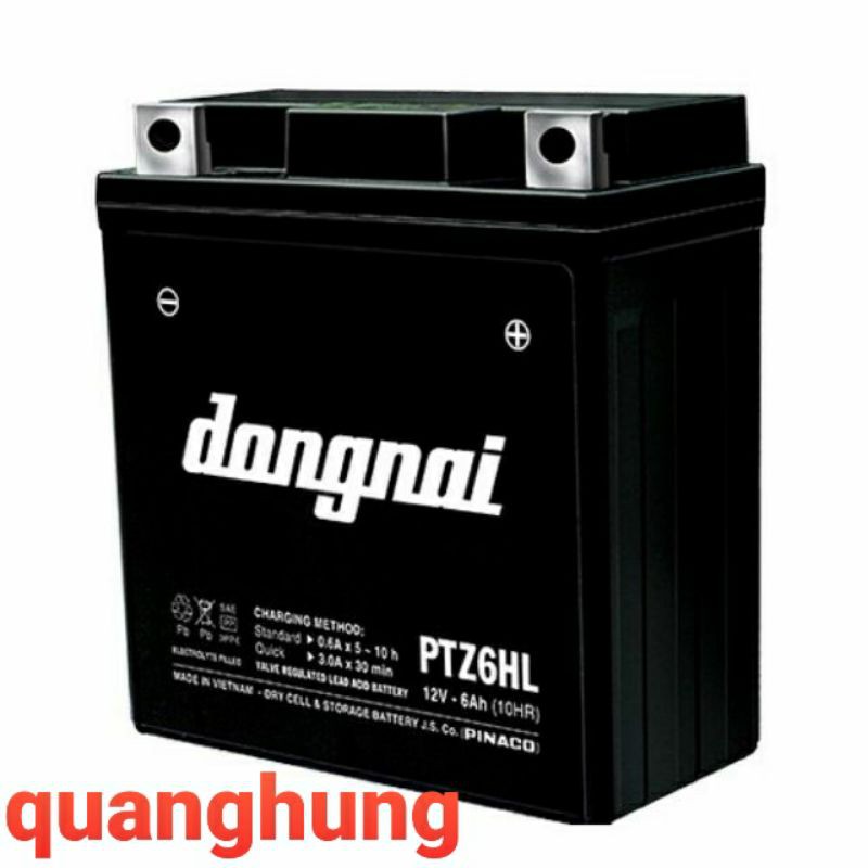 Bình ắc quy Đồng nai khô 12v - 6Ah (10HR) lắp xe DREM - Sirius -Jubiter