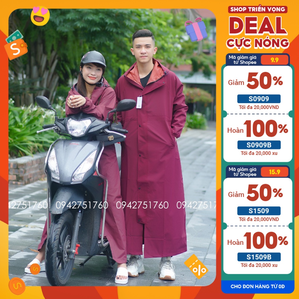 Áo mưa măng tô dáng dài danh cho nam nữ chống nước chống gió rét