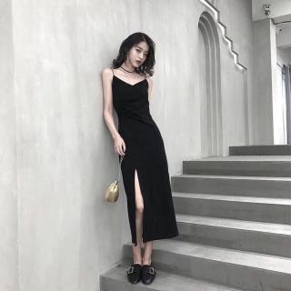 váy 2 dây Đầm nữ hai dây cổ chữ V xẻ tà gợi cảm thời trang