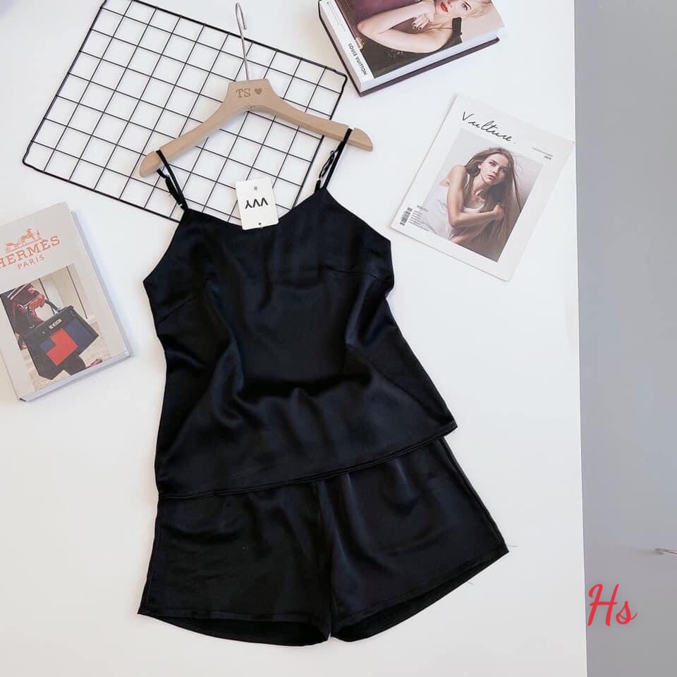 Bộ ngủ đùi lụa 2 dây cổ v siêu xinh Teenstore.365