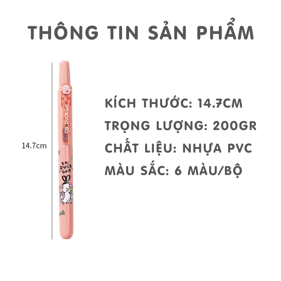 Set Bút Viết Highlight Dạng Bấm Tiện Lợi Ghi Chú Hình Vịt CUTE