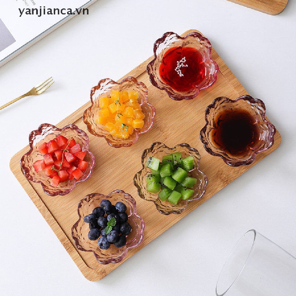 Đĩa thủy tinh đựng nước chấm hình hoa anh đào phong cách Bắc Âu chất lượng cao