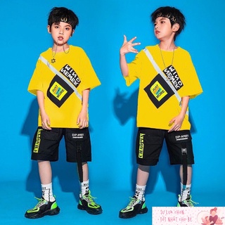 Bộ đồ thun bé trai hiphop  thời trang năng động 24-50kg. Quần áo trẻ em 5-14 tuổi