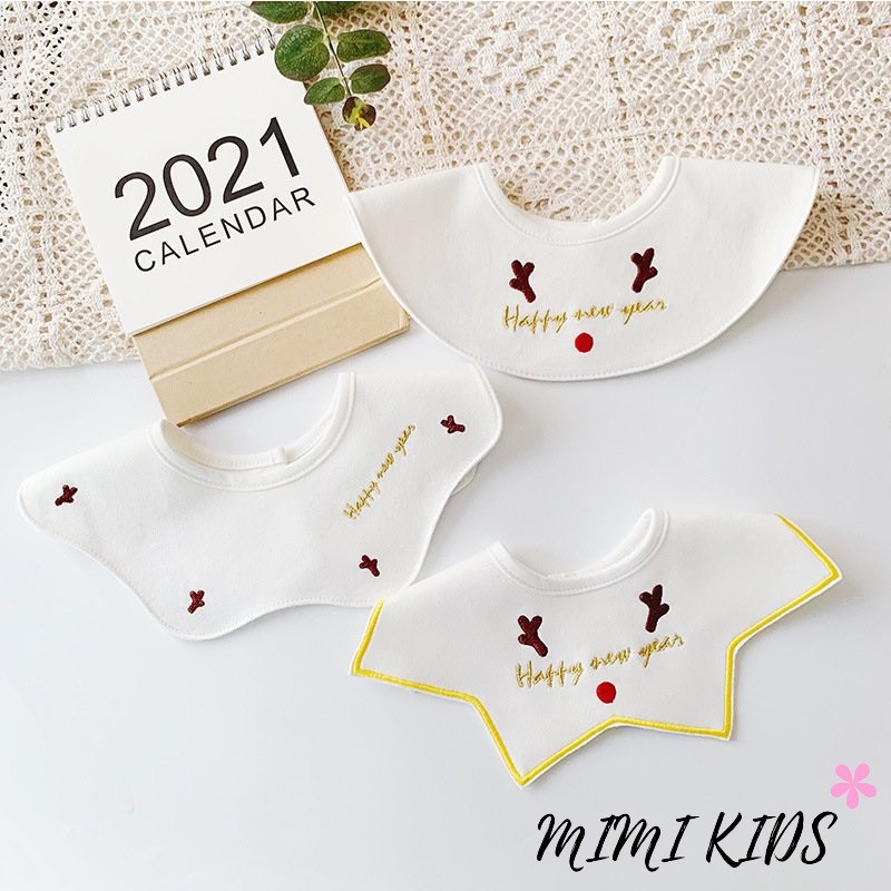 Set 3 yếm cổ tròn Cotton cao cấp chống thấm nước phong cách Hàn Quốc Mimi Kids cho bé YC01