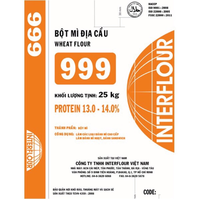 BỘT MÌ SỐ 13% PROTEIN HIỆU ĐỊA CẦU 500g