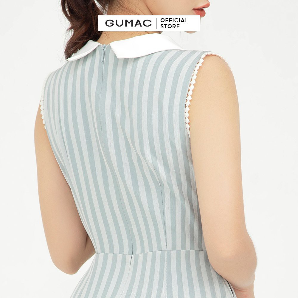 [Mã MABR07062 giảm 8% tối đa 50K đơn từ 249K] Đầm xòe nữ phối nút sát nách GUMAC ôm body màu xanh DB5115 | BigBuy360 - bigbuy360.vn